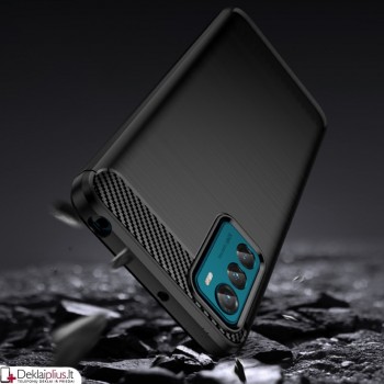 Carbon guminis dėklas - juodas (Motorola Moto G42) Carbon guminis dėklas - juodas (Motorola Moto G42)